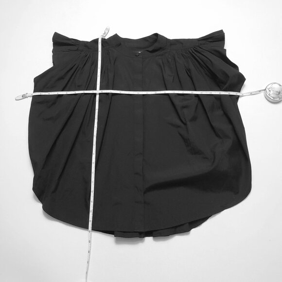 Madewell Poplin Shirred Button Up Shirt Womens XS Jet Black Blouse - Picture 5 of 16